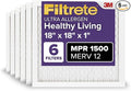 Filtrete 18x18x1 AC Furnace Air Filter, MERV 12, MPR 1500, CERTIFIED asthma & allergy friendly, 3 Month Pleated 1-Inch Electrostatic Air Cleaning Filter, 6-Pack (Actual Size 17.81x17.81x0.78 in)