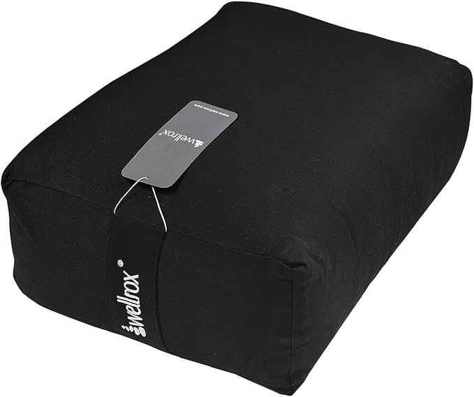 Rectangular Yoga Bolster Pillow, 18" x 12" x 6", Pink Cotton-FlexoryFit