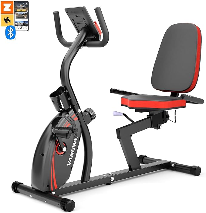 VANSWE Recumbent Exercise Bike for Adults Seniors - Recumbent Bikes for Home with Magnetic Resistance, Bluetooth and App Connectivity, Pulse Sensor-FlexoryFit