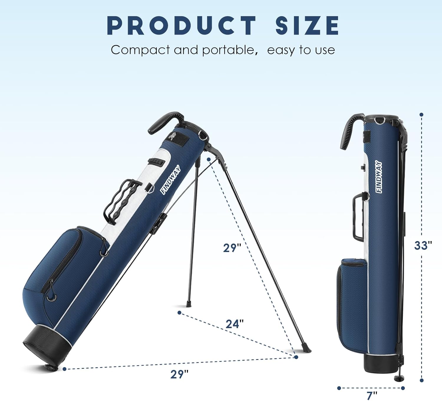 Findway Golf Stand Bag, Par 3 Golf Bag Pitch n Putt Small Golf Bag with Ball Holder and Cooler Bag, Lightweight Golf Carry Bag for Men Women