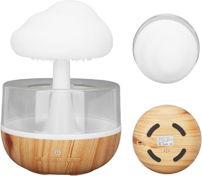 TOPINCN Night Light Aromatherapy Essential Oil Diffuser Micro Humidifier Desk Fountain Bedside Sleeping Relaxing Mood Water Drop Sound
