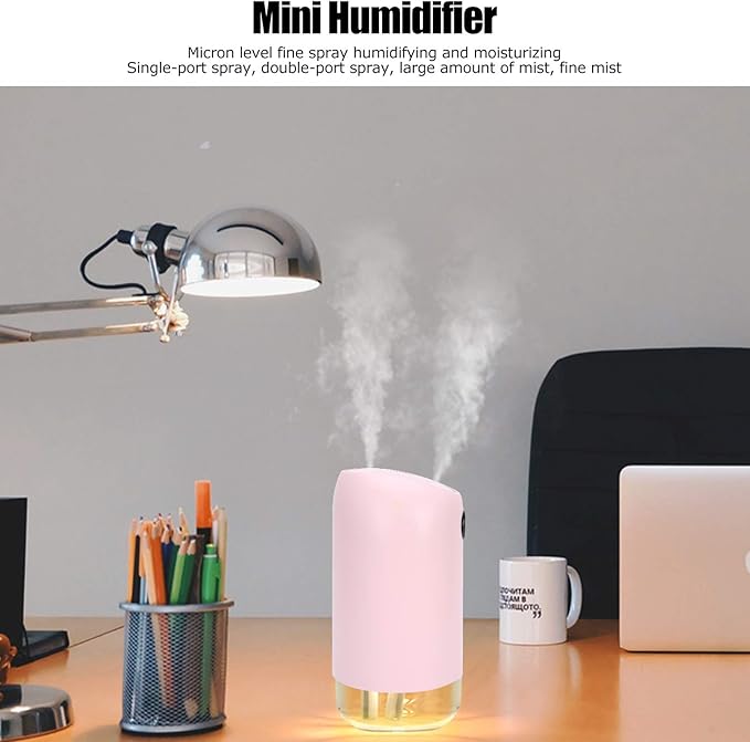 USB Rechargeable Humidifier Mini Humidifier Mist Maker for Home Bedroom Car (Pink)