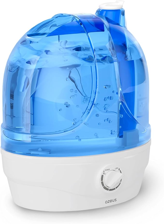 AZEUS 2.8L Large Capacity Ultrasonic Cool Mist Humidifier - Powerful Moisture Control for Comfortable Spaces, Lasts up to 30 Hours, Auto Shut-Off (BPA-Free)
