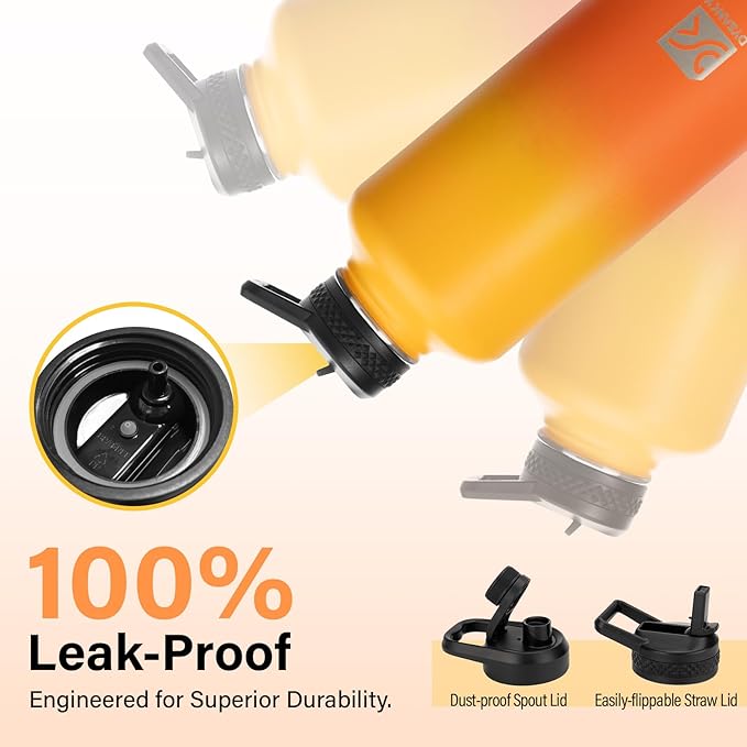 Insulated Water Bottle | Thickened Stainless Steel for Gym and Hiking with Straw, Carrier Bag, Handle Strap | BPA-Free 87 oz-FlexoryFit