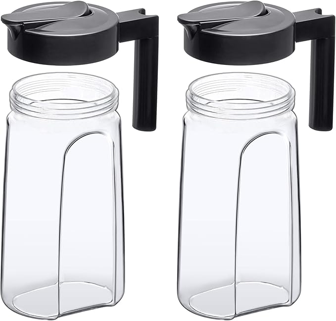 Amazing Abby - Slim Mini - 2-Pack Tritan Pitcher (48 oz), Unbreakable Plastic Water Pitcher with Lid, BPA-Free, Heat-Resistant, Dishwasher-Safe, Great for Both Iced and Hot Drinks, Black