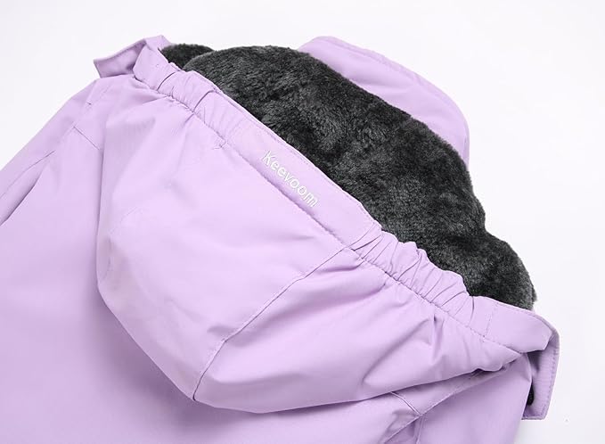 Keevoom Girl's Ski Jacket Winter Warm Thick Snow Coat Windproof Kids Outdoor Hooded Jackets-FlexoryFit