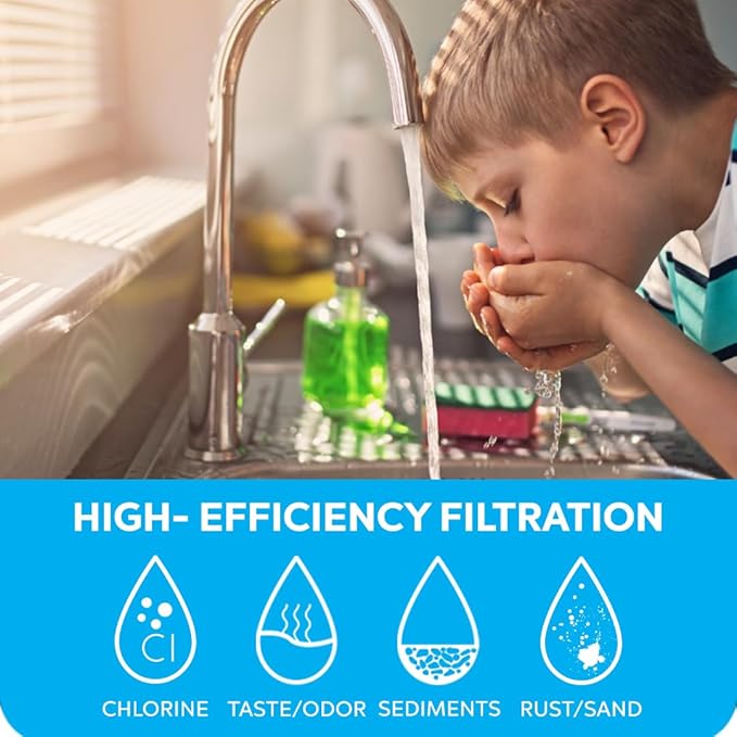 Clearbrook OSF-12 Original Sink Filter, Stainless Steel 3/8 Compression Hoses, Durable Water Filtration System for Kitchens & Bathrooms