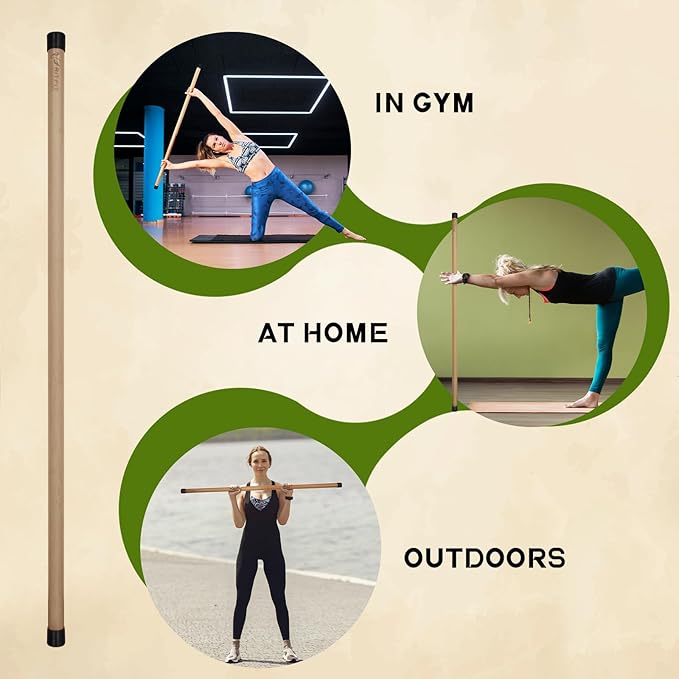 RitFit 5ft Natural Bamboo Yoga Stick, Exercise Stick, Stretching Stick, Versatile Tool for Yoga Practice, Stretching, Flexibility-FlexoryFit