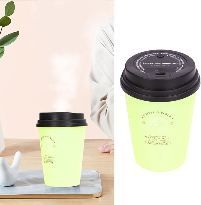 USB Mini Humidifier, Car Diffuser & Desk Humidifier - Low Noise Auto Off, Portable & Cute (Green)