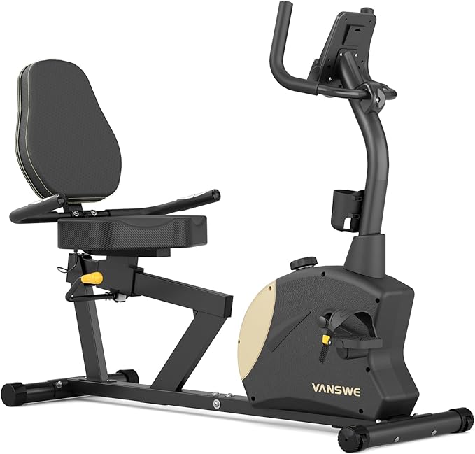 VANSWE Recumbent Exercise Bike, Recumbent Stationary Bikes for Home 400 LBS Weight Capacity, Exercise Bike for Home Seniors with Smart App and Bluetooth Connectivity, LED Display, Pulse Handle-FlexoryFit