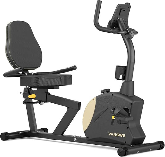 VANSWE Recumbent Exercise Bike, Recumbent Stationary Bikes for Home 400 LBS Weight Capacity, Exercise Bike for Home Seniors with Smart App and Bluetooth Connectivity, LED Display, Pulse Handle-FlexoryFit