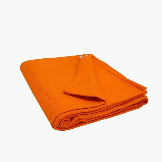 Yogikuti Iyengar Cotton Yoga Blanket Set of One – Thick Handwoven Yoga Blankets for Restorative Yoga, Meditation & Pranayama – Premium Cotton Yoga Blanket for Support & Comfort in Pranayama (Orange)-FlexoryFit