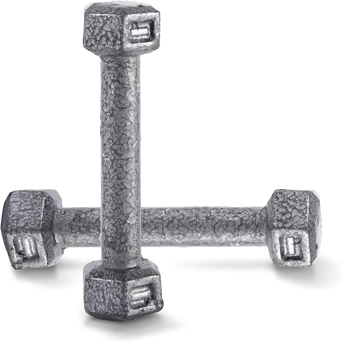 WF Athletic Supply Cast Iron Solid Hexagon Gray/Black Dumbbells, Strength Training Free Weights Set of 2 for Women and Men, Hand Weights Sold by Pairs, Multi-Select Size Options Available-FlexoryFit