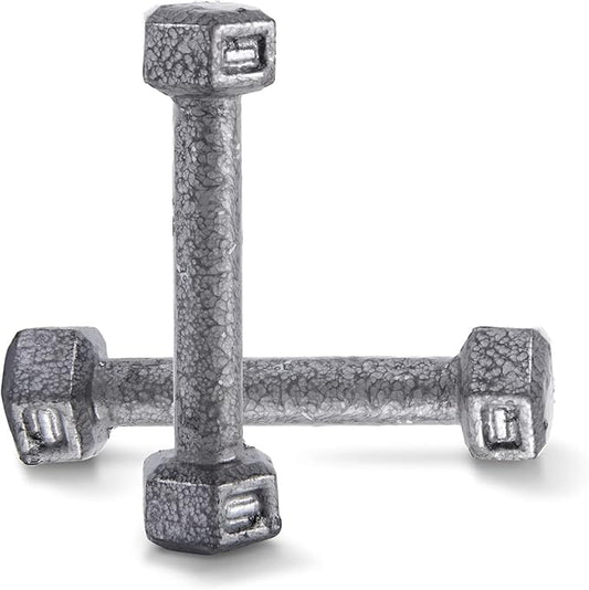 WF Athletic Supply Cast Iron Solid Hexagon Gray/Black Dumbbells, Strength Training Free Weights Set of 2 for Women and Men, Hand Weights Sold by Pairs, Multi-Select Size Options Available-FlexoryFit