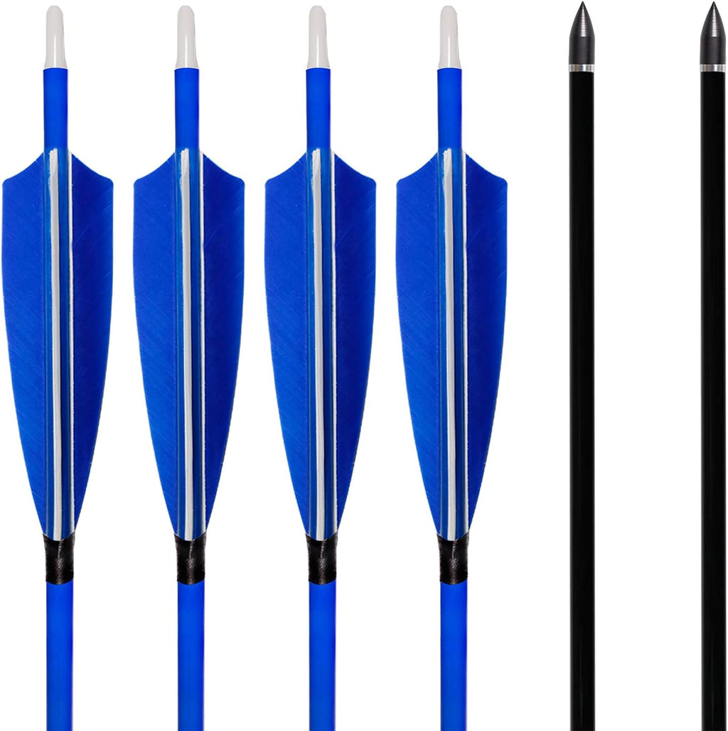 31Inch Carbon Arrows, Targeting Practice Hunting Arrow, Turkey Feather Fletching Arrow, with Removable Tips and nocks for Recurve & Compound Bow