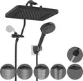 Hibbent Upgraded 5-spray 13'' Shower Head, High Pressure Rainfall Shower Head, Dual Showerhead Combo with 10-mode Handheld Spray, 12'' Adjustable Extension Arm, 71'' Hose, Shower Holder, Matte Black