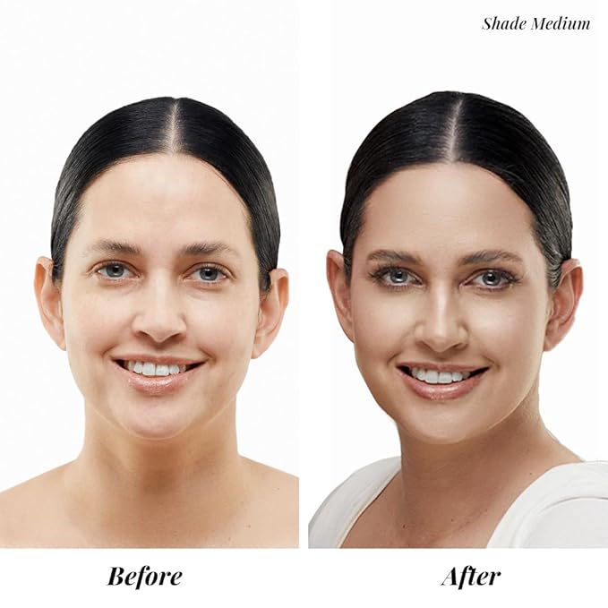 Jerome Alexander My Color Self-Adjusting Foundation, Hydrating & Lightweight Face Makeup, Skincare-Infused, with Kabuki Brush, Dark, 1 oz-FlexoryFit