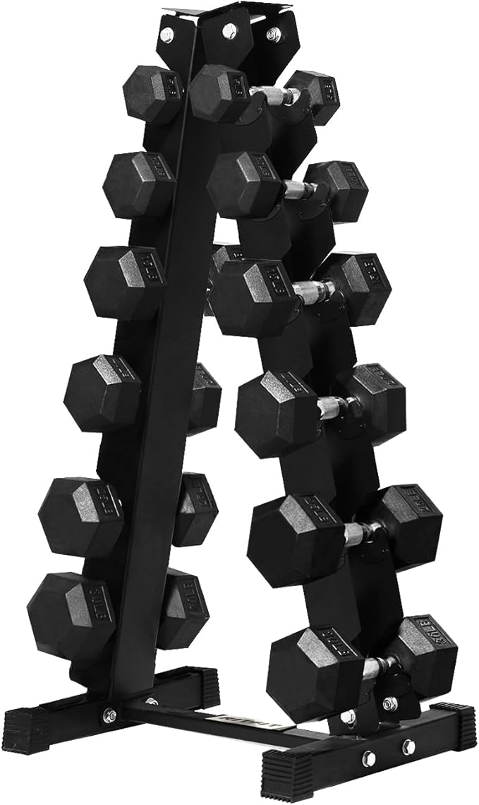 RITFIT 300/350/450/650/180/200/210 LB Rubber Hex Dumbbells Set with Optional Dumbbell Rack, Multi Weight Set to Choose, Ideal for Home Gym and Fitness-FlexoryFit