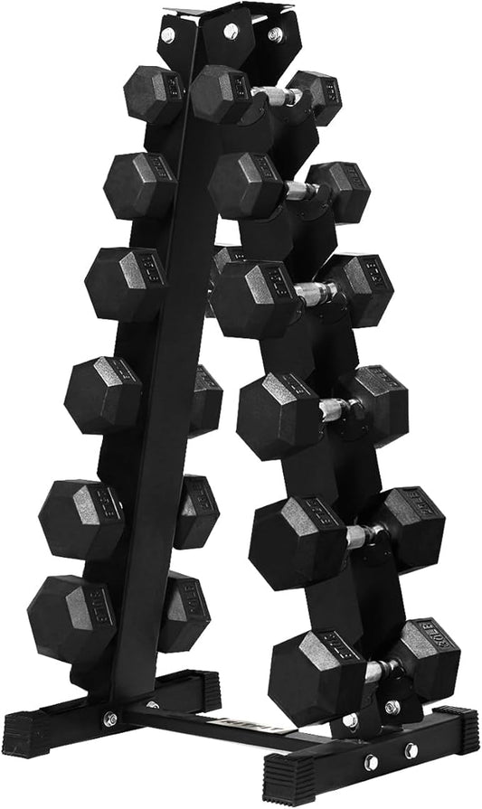 RITFIT 300/350/450/650/180/200/210 LB Rubber Hex Dumbbells Set with Optional Dumbbell Rack, Multi Weight Set to Choose, Ideal for Home Gym and Fitness-FlexoryFit