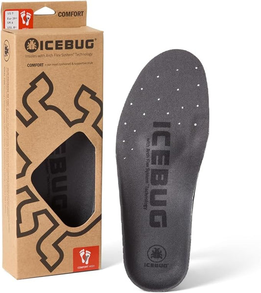 Icebug Comfort Insoles with Dynamic Arch Support, Charcoal Medium Arch, M 9/W 10.5-11