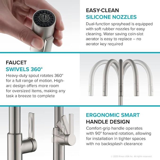 KRAUS Oletto High-Arc Single Handle Pull-Down Kitchen Faucet in Spot Free Antique Champagne Bronze, KPF-2821SFACB
