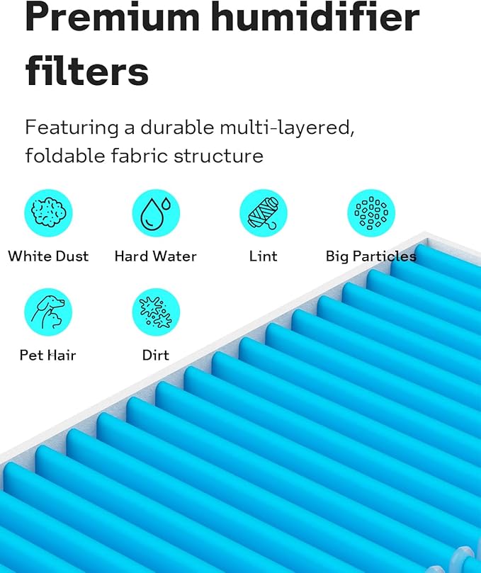 Leemone 8-Pack 6000S Humidifier Wick Filter Replacement for LEVOIT Superior 6000S Smart Evaporative Humidifier, Effectively Capture Large Particles and Minerals