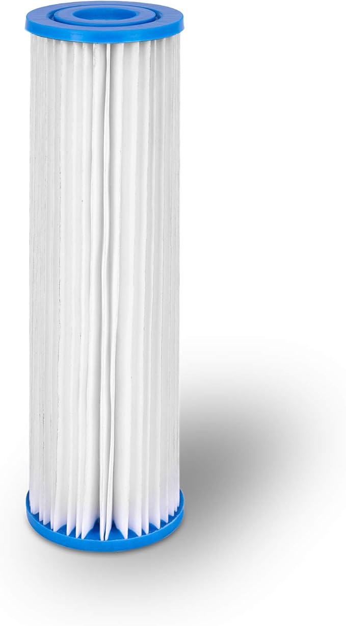 Pleated Sediment Water Filter Cartridge 9.87”x 2.5” Amplified Surface Area, Removes Sand, Dirt, Rust, Extended Filter Life WELL-MATCHED with WHKF-WHPL, 801-50, WB-50W, WFPFC3002, SPC-25-1050 (50 Pack)