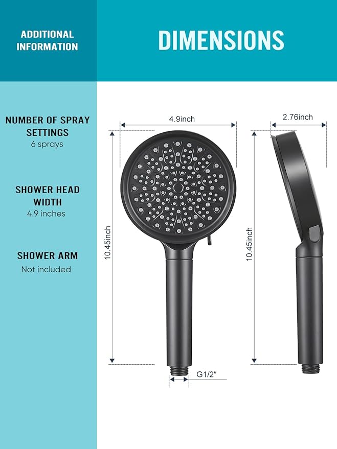 Cobbe Filtered Shower Head with Handheld, High Pressure 6 Spray Mode Showerhead with Filters, Water Softener Filters Beads for Hard Water - Remove Chlorine - Reduces Dry Itchy Skin, Matte Black