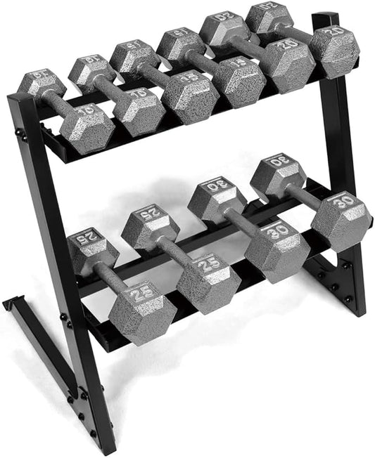 WF Athletic Supply 200Lb Dumbbell Set, 10-30Lb Dumbbell Set with Two-Tier Storage Rack for Muscle Toning, Strength Building & Weight Loss - Multiple Choices Available-FlexoryFit