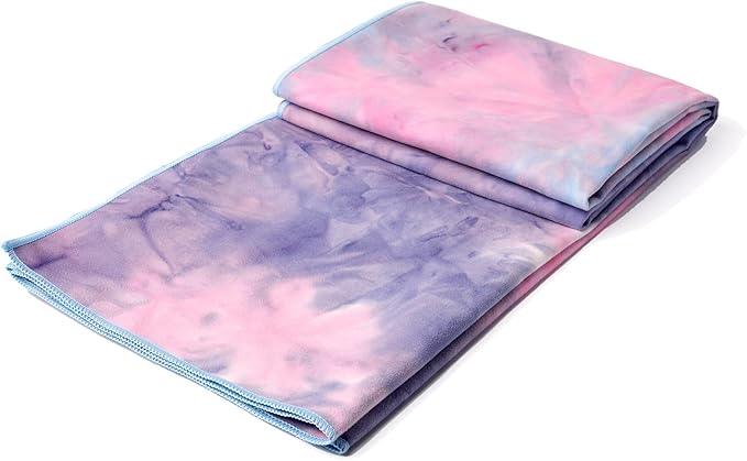 Eunzel Hot Yoga Towel Non Slip Yoga Mat Towel Non-Slip Sweat Absorbent Microfiber Towel for Hot Yoga, Pilates and Workout 72" x 26.5", Purple & Blue-FlexoryFit