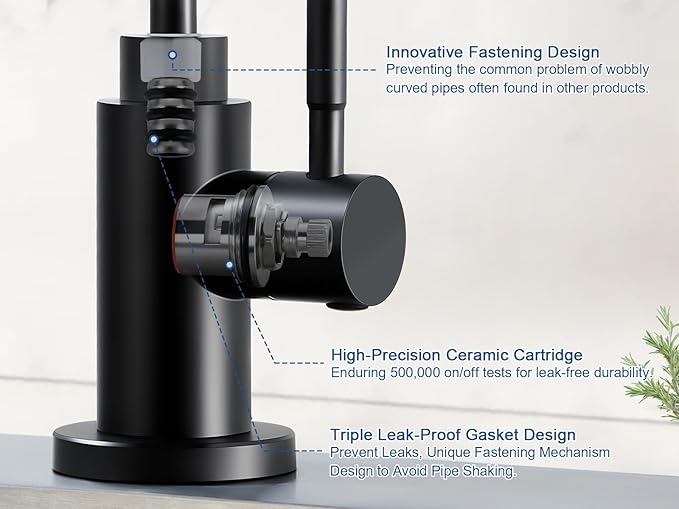 Water Filter Faucet, VMASSTONE Reverse Osmosis Faucet Fits Most RO Units or Water Filtration System in Non-Air Gap, Lead-Free Stainless Steel Drinking Water Faucet for Bar Kitchen Sink, RV (DM001 MB)