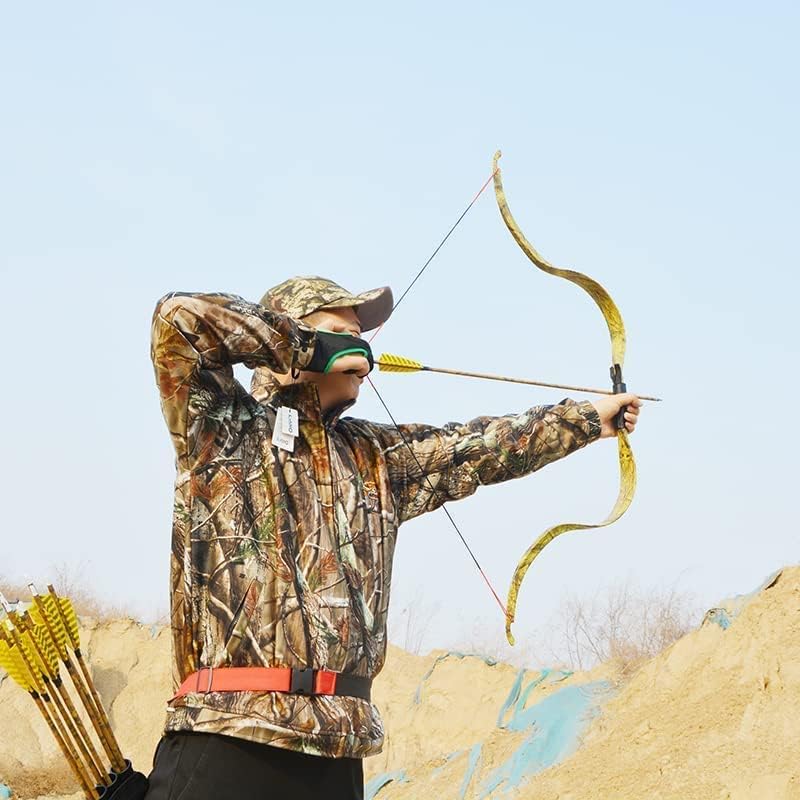 AMEYXGS Camo Carbon Arrow 30 Inch Practice Hunting Arrow Spine 500 with 4 Inch Turkey Feathers for Traditional Recurve Compound Bows