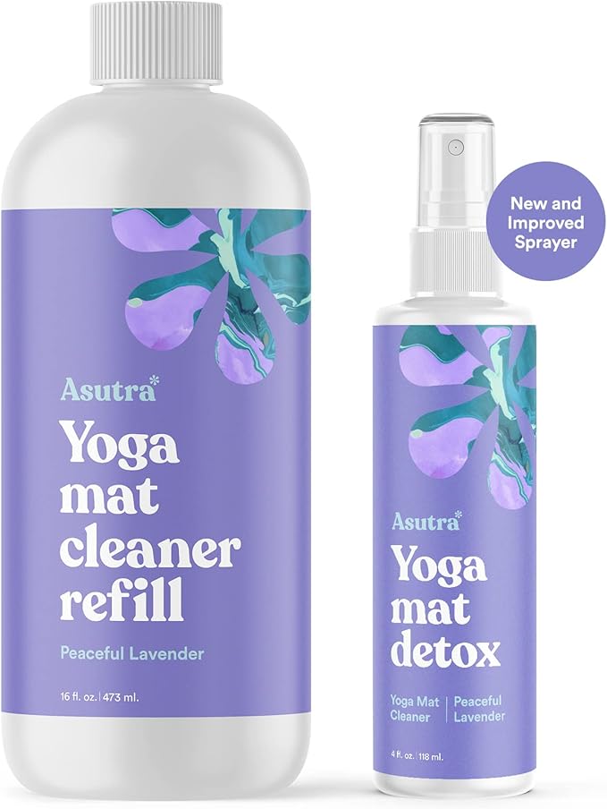 ASUTRA Yoga Mat Cleaner Spray Refill (Peaceful Lavender), 16 fl oz - Organic Essential Oils, No Slippery Residue, Deep-Cleansing for Fitness Gear & Gym Equipment-FlexoryFit