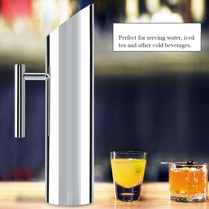 Stainless Steel Pitcher Cold Drinking Metal Water Pitcher with Ice Guard Home Hotel Serving Tool