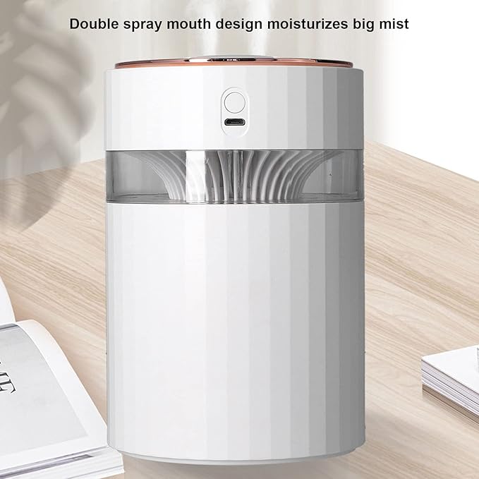Humidifier Large Capacity Portable 900ml Mute Double Spray Design Desktop Humidifier for Car Office Desktop Pink (White)