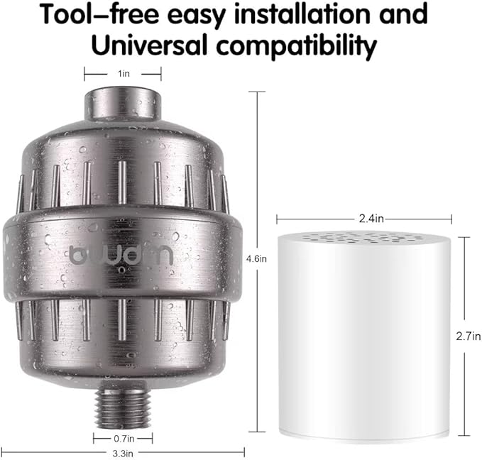 15 Stage Shower Filter Shower Head Filter - Hard Water Filter,Remove Chlorine Heavy Metals and Other Sediments, Vitamin C Water Softener Reduces Dry Itchy Skin,Dandruff (Brushed Nickel)