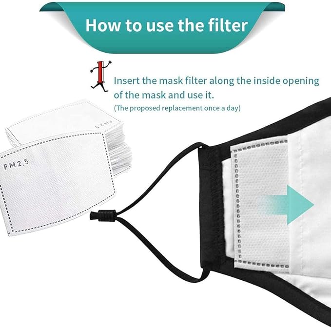 100pcs PM2.5 Activated Carbon Filter for Cloth Mask Ship from USA, 5 Layers Replaceable Anti Haze Filters Paper for Reusable Face Cover Outdoor - Anti Fogging Health Protection