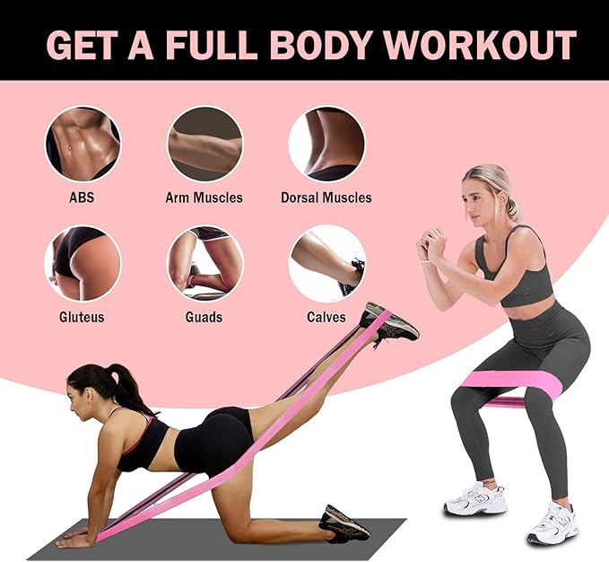 Long and Short Fabric Resistance Bands with Door Anchor 7 PCS, Non-Slip Stretch Booty Bands for Working Out Women & Men, Loop Exercise Elastic Bands for Home Physical Therapy Yoga Pilates-FlexoryFit