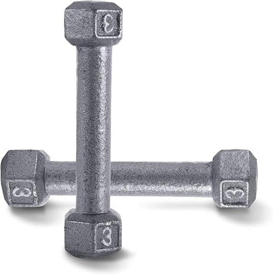 WF Athletic Supply Cast Iron Solid Hexagon Gray/Black Dumbbells, Strength Training Free Weights Set of 2 for Women and Men, Hand Weights Sold by Pairs, Multi-Select Size Options Available-FlexoryFit