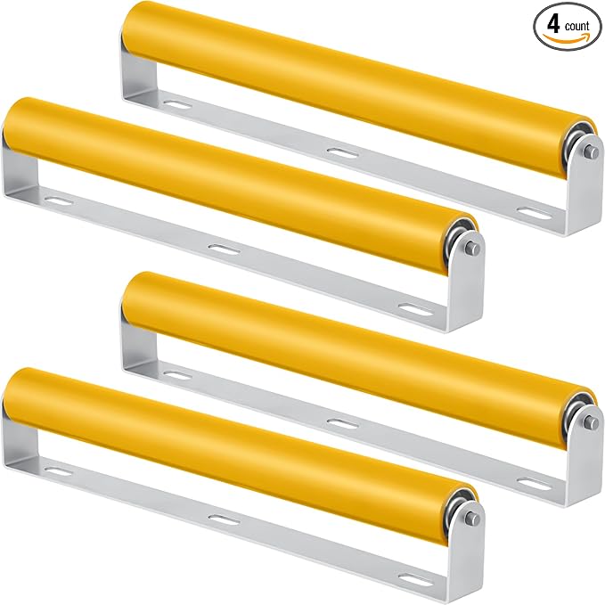 Therwen Boat Trailer Roller with Bracket Set Conveyor Rollers 1.5" Diameter Kayak Roller Metal Roller with Bracket for Transporting Raft Industrial Use-FlexoryFit