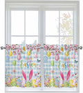 Happy Easter Half Window Curtains 24 Inches Long, Spring Watercolor Bunny Eggs by Unknown