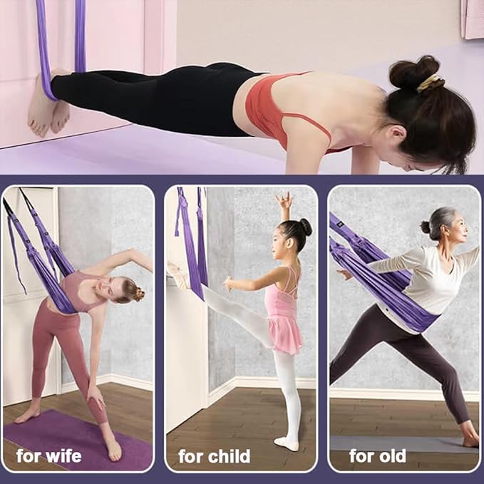 Dance Stretching Equipment - Yoga Strap, Backbend Training Yoga Stretching Rope with Door Anchor, Flexibility Trainer Stretching Equipment Assist Stretch Strap for Fitness Gymnastics Dance Aerial Yoga Ballet-FlexoryFit