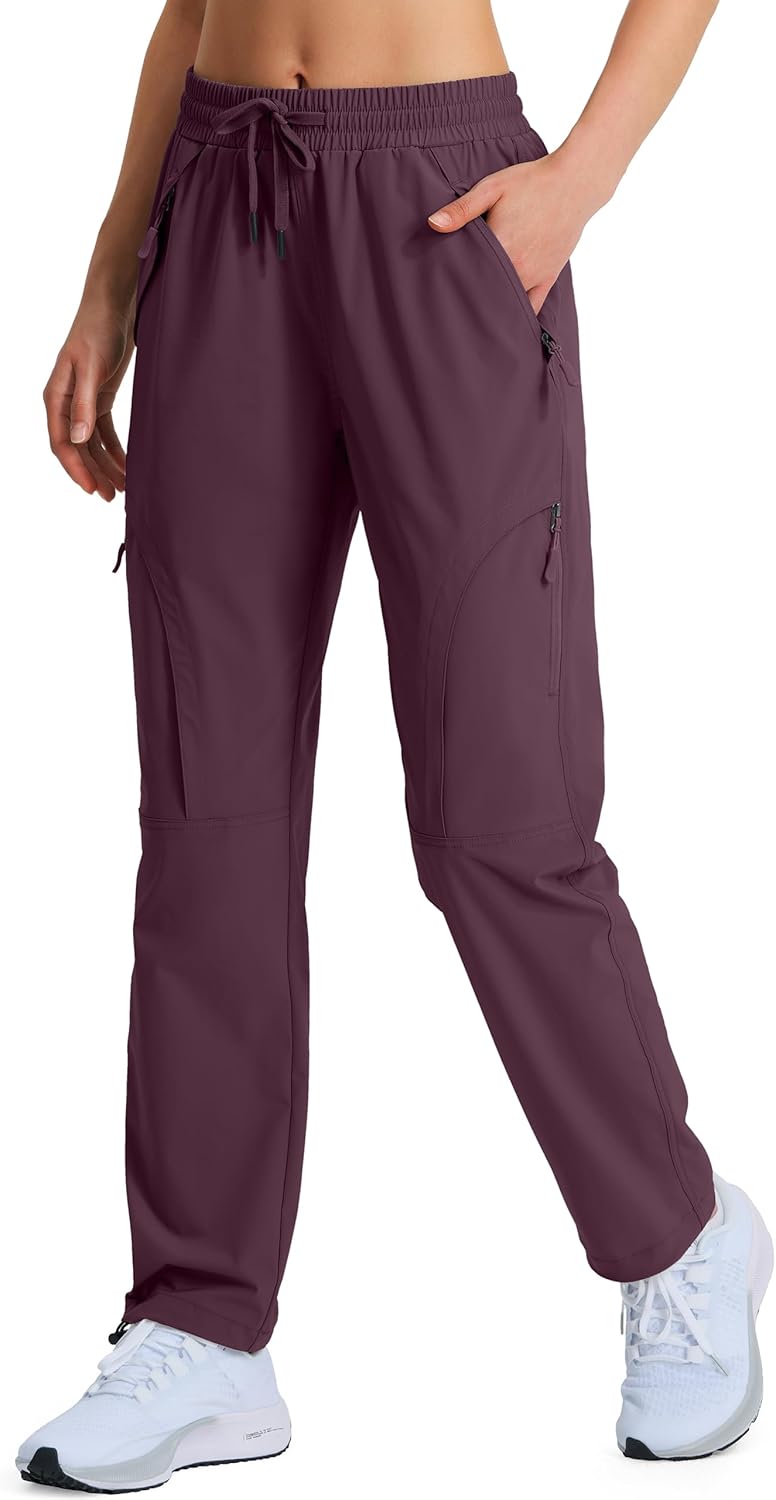 Women's Hiking Pants Quick Dry Lightweight Cargo Pants UPF 50 Water Resistant Zipper Pockets for Golf Travel Work Camping