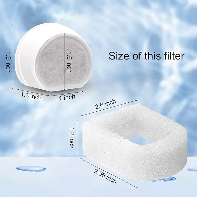24/40 Pcs Replacement Carbon Charcoal Filters Dog and Cat Water Fountain Compatible with Multiple Pet Fountains. (20 Carbon Filters+ 20 Sponges)