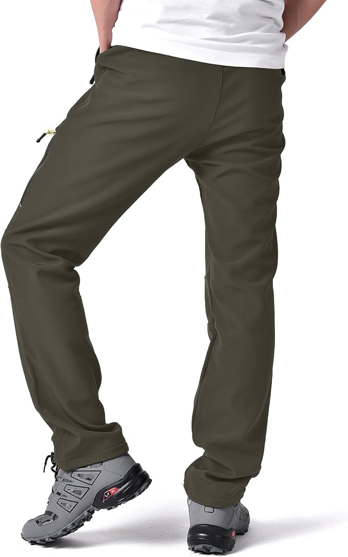 Toomett Men's hiking Snow Pants Skiing Winter Insulated Fleece lined Outdoor Water Repellent camping,walking,fishing-FlexoryFit