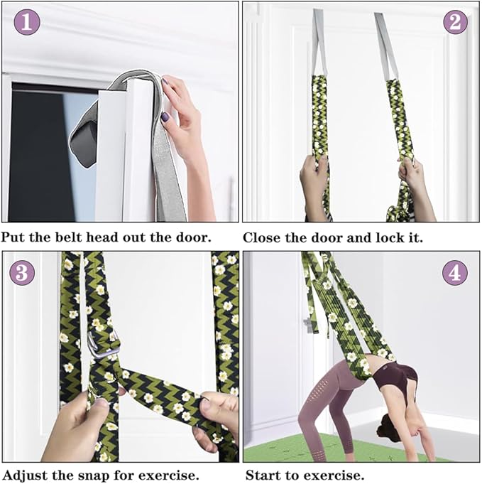 TOCO FREIDO Waist Back Leg Stretch Strap/Yoga Fitness Band, Leg Stretching Assist Trainer, Yoga Stretcher, Back Bend Split Inversion Strap for Fitness, Dance, Ballet, Gymnastics-FlexoryFit