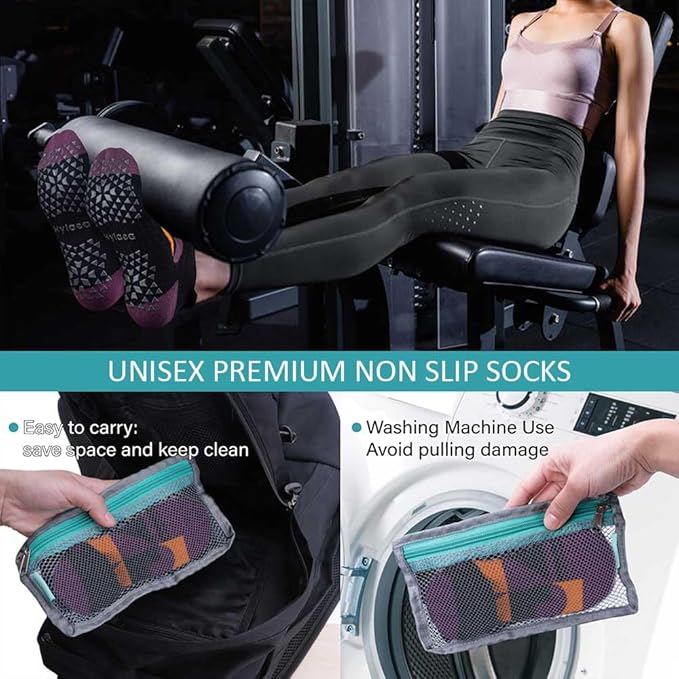 Hylaea Unisex Non Slip Socks with Grip for Yoga, Hospital, Pilates, Barre | Ankle, Cushioned-FlexoryFit
