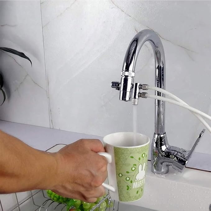 Faucet Diverter Valve with Aerator M22 Female Thread for 1/4" RO Tubing,Faucet Connector for Water Diversion,Faucet Tap for Countertop water Filter (Fits Two Way 1/4" OD Tubing Outlet)