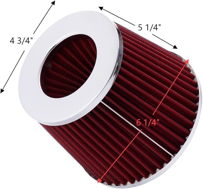 3"Universal Clamp-on Air Intake Filter - Washable, High-flow，Lower intake air temperature, Inlet Cold Air Cone Replacement