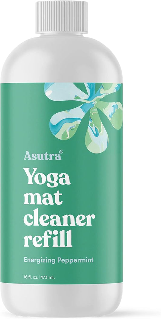 ASUTRA Yoga Mat Cleaner Spray Refill (Energizing Peppermint), 16 fl oz - No Slippery Residue, Organic Essential Oils, Deep-Cleansing for Fitness Gear & Gym Equipment-FlexoryFit